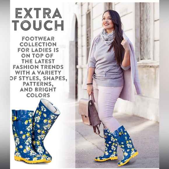 Wide Calf Rubber Rain Boots Wide Foot and Ankle up to 20 Inch Calf - Picture 5 of 8